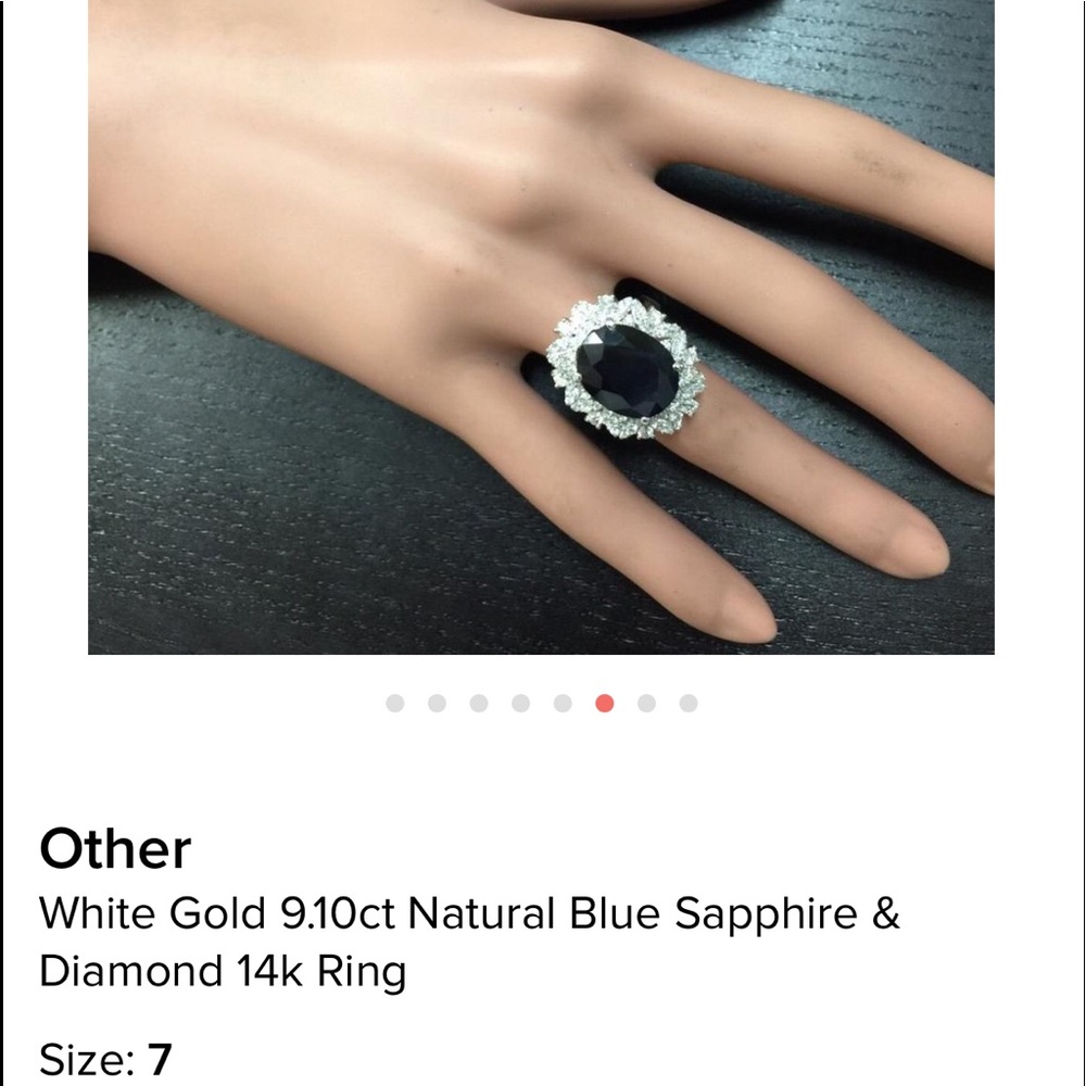 9.10 Kt BLUE SAPPHIRE/DIAMONDS: 14 kt white gold